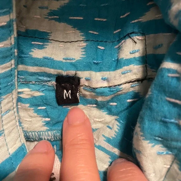 Turquoise and White Patterned Ikat Vest - NWT - Picture 9 of 10